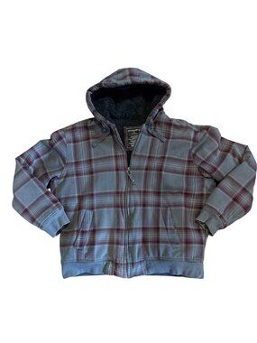 Denver Hayes Jacket T-Max Gray Plaid Hooded 2XL Heavyweight Sherpa Lining